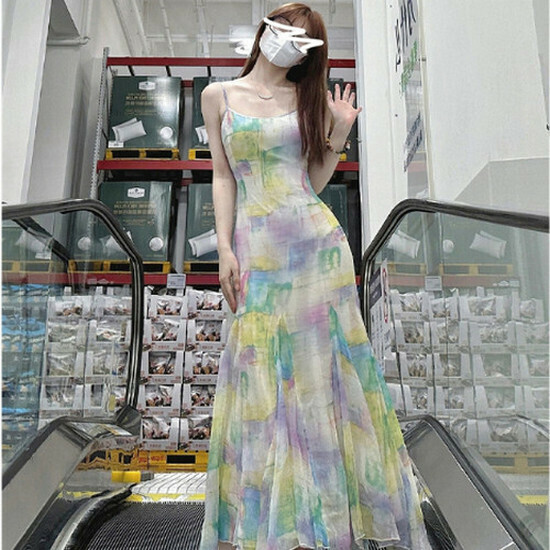 Hot selling sleeveless suspender dress [cream color] [S-L size] (please contact customer service to confirm the delivery size after placing the order)