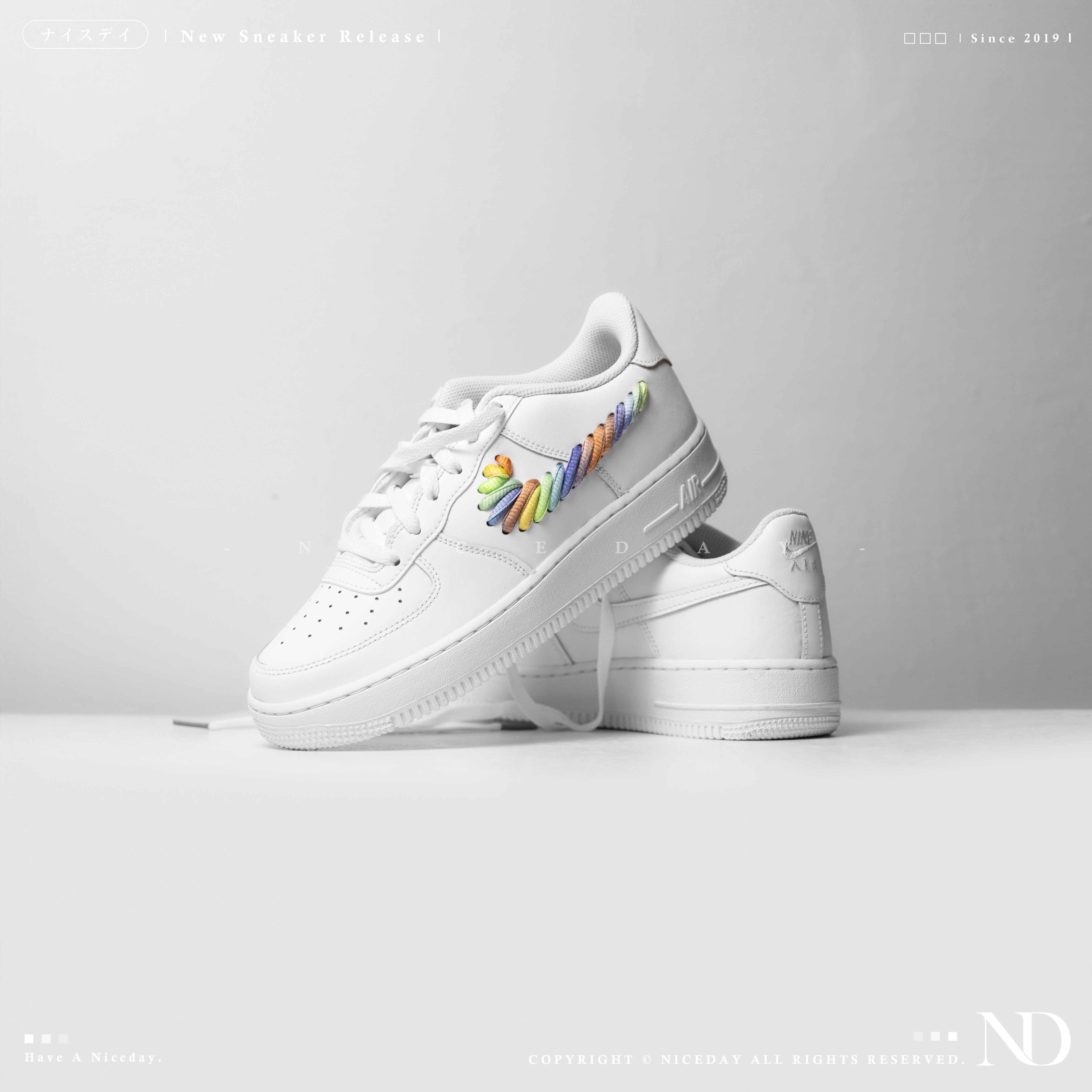 NICEDAY 現貨 Nike Air Force 1 GS 彩色編織 鞋帶 彩色 絢彩 大童款 FQ4948-100