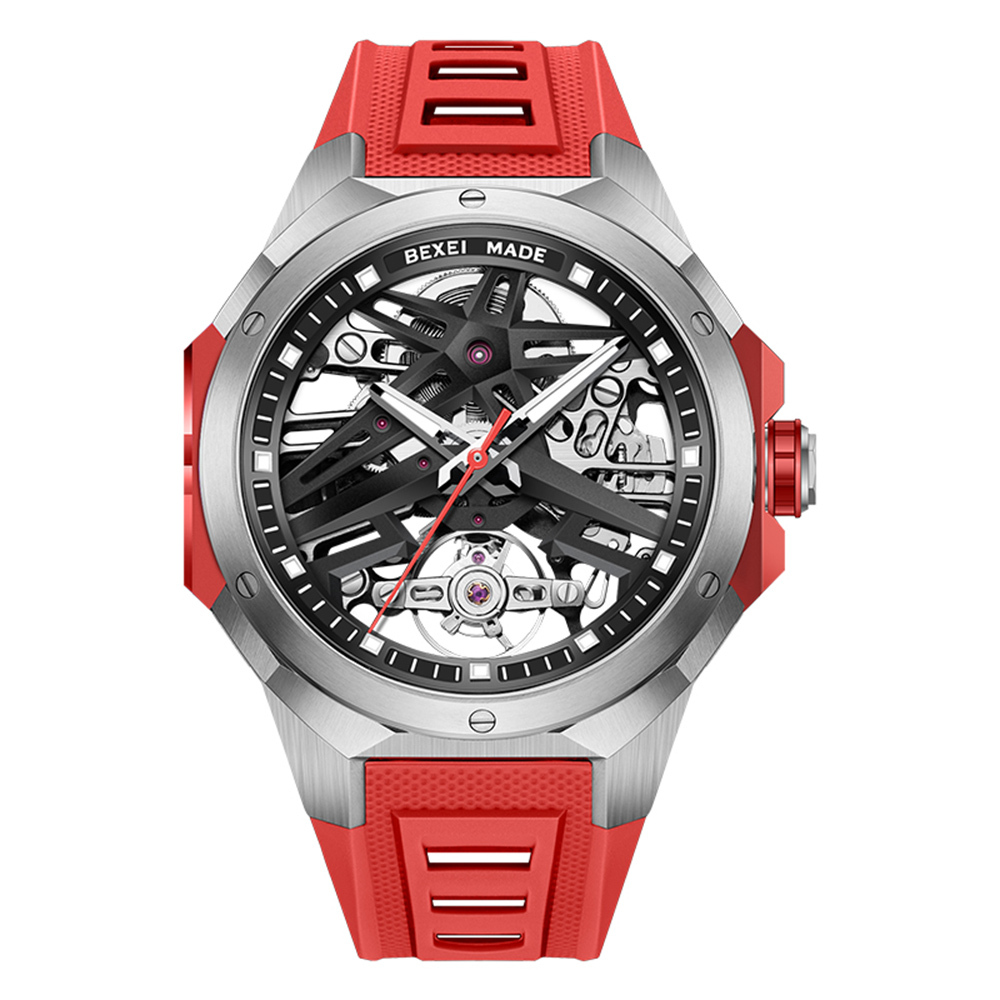 【BEXEI 貝克斯】9121* 星芒 鏤空 夜光 全自動機械 手錶