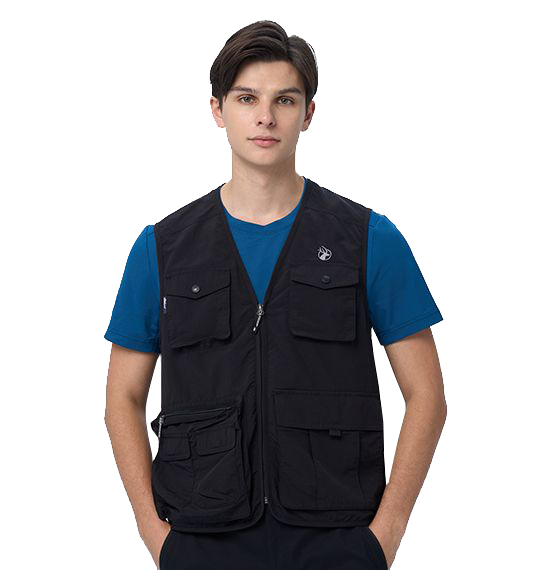 Wildland荒野 中性日系多口袋工裝背心 (印黑色) 抗UV/透氣/涼感/登山 10WW1712