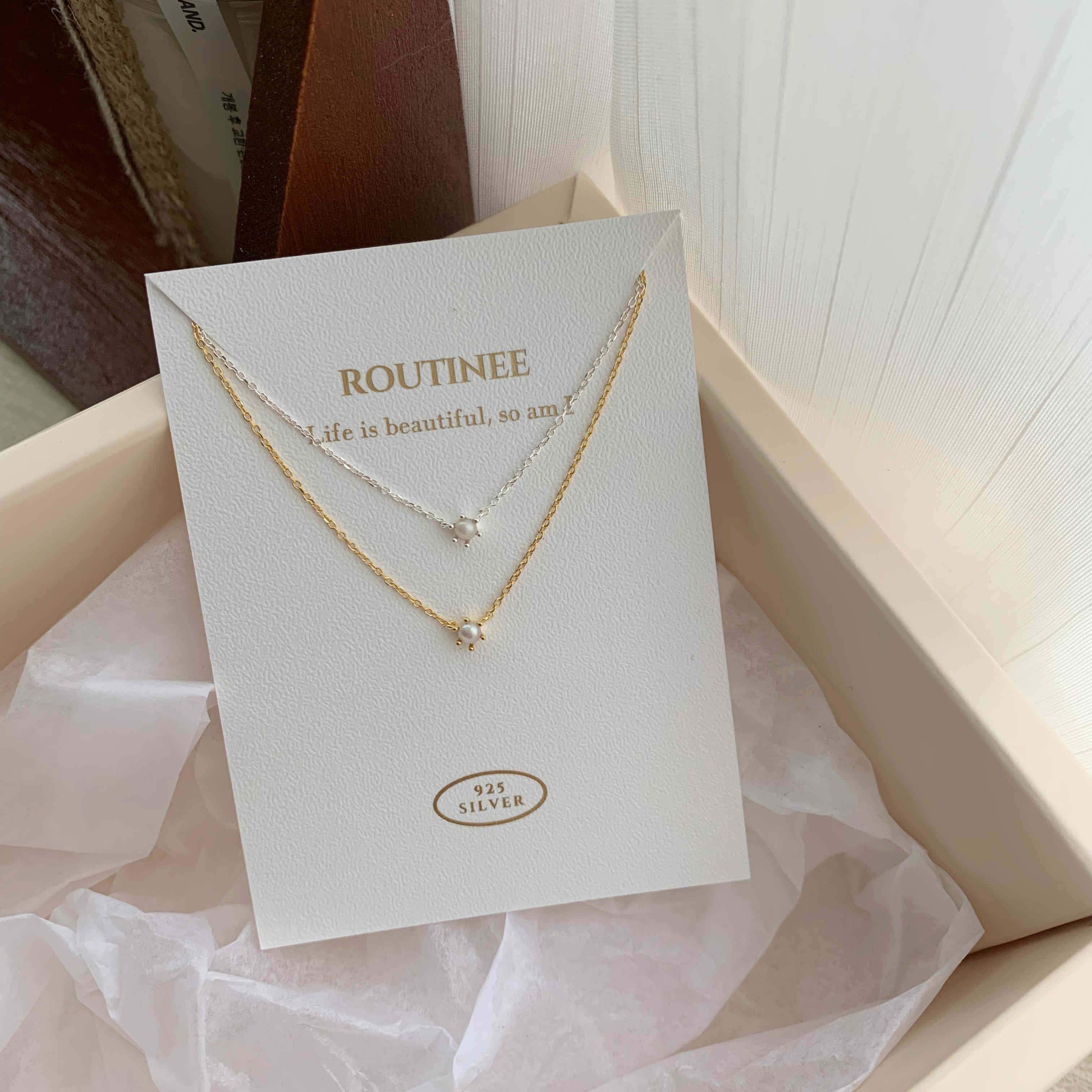 🇰🇷簡約推薦！925 silver 迷你淡水珍珠項鍊｜2 color