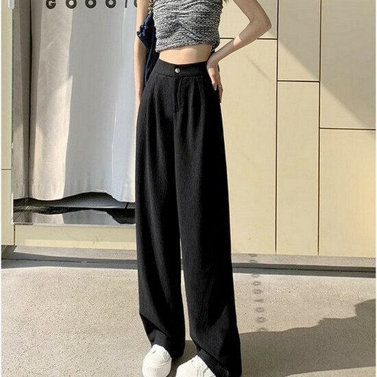 Hot selling high-waisted wide-leg pants [little black] [sizes XS-2XL] (please contact customer service to confirm the delivery size after placing the order)