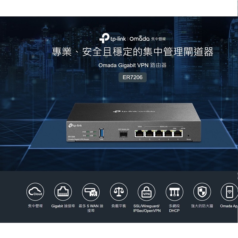 米特3C數位–TP-LINK ER7206 Omada Gigabit VPN路由器