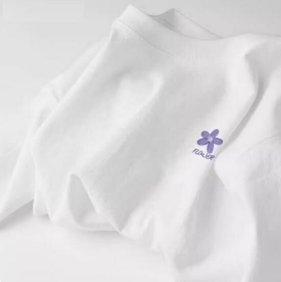 Hot Selling Cotton T-shirt Short Sleeve [White (Orchid Chest Logo)] [S-2XL Size] (Please contact customer service to confirm the delivery size after placing the order)