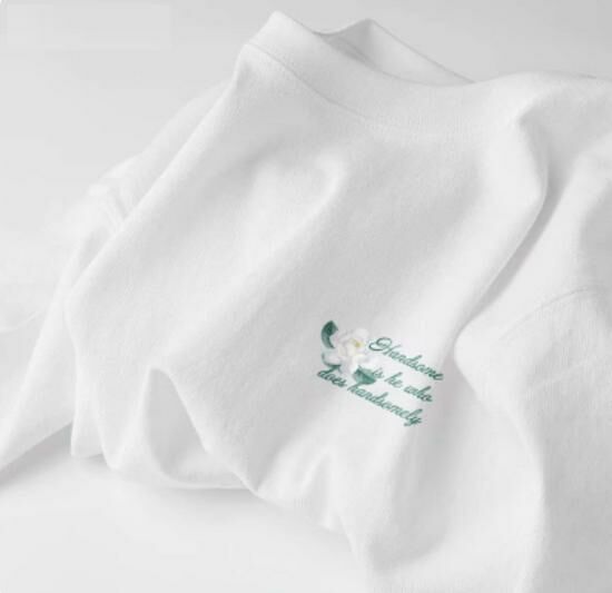 Hot Selling Cotton T-shirt Short Sleeve [White (Fragrant Camellia Chest Label)] [S-2XL Size] (Please contact customer service to confirm the delivery size after placing the order)