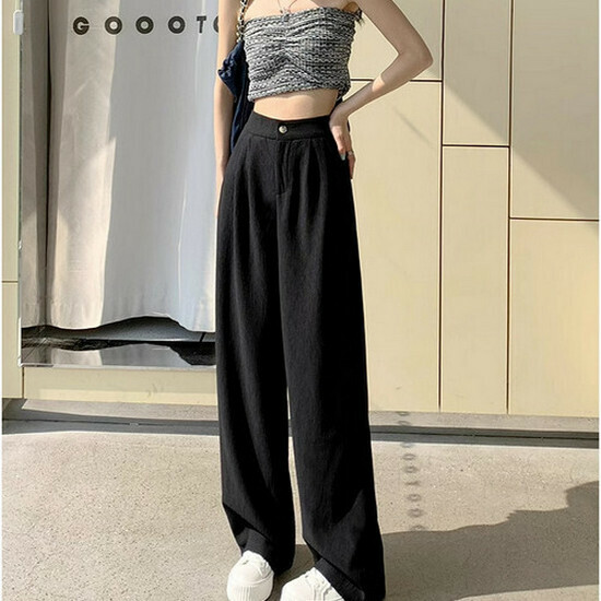 Hot selling high-waisted wide-leg pants [black extended style] [XS-2XL size] (please contact customer service to confirm the delivery size after placing the order)
