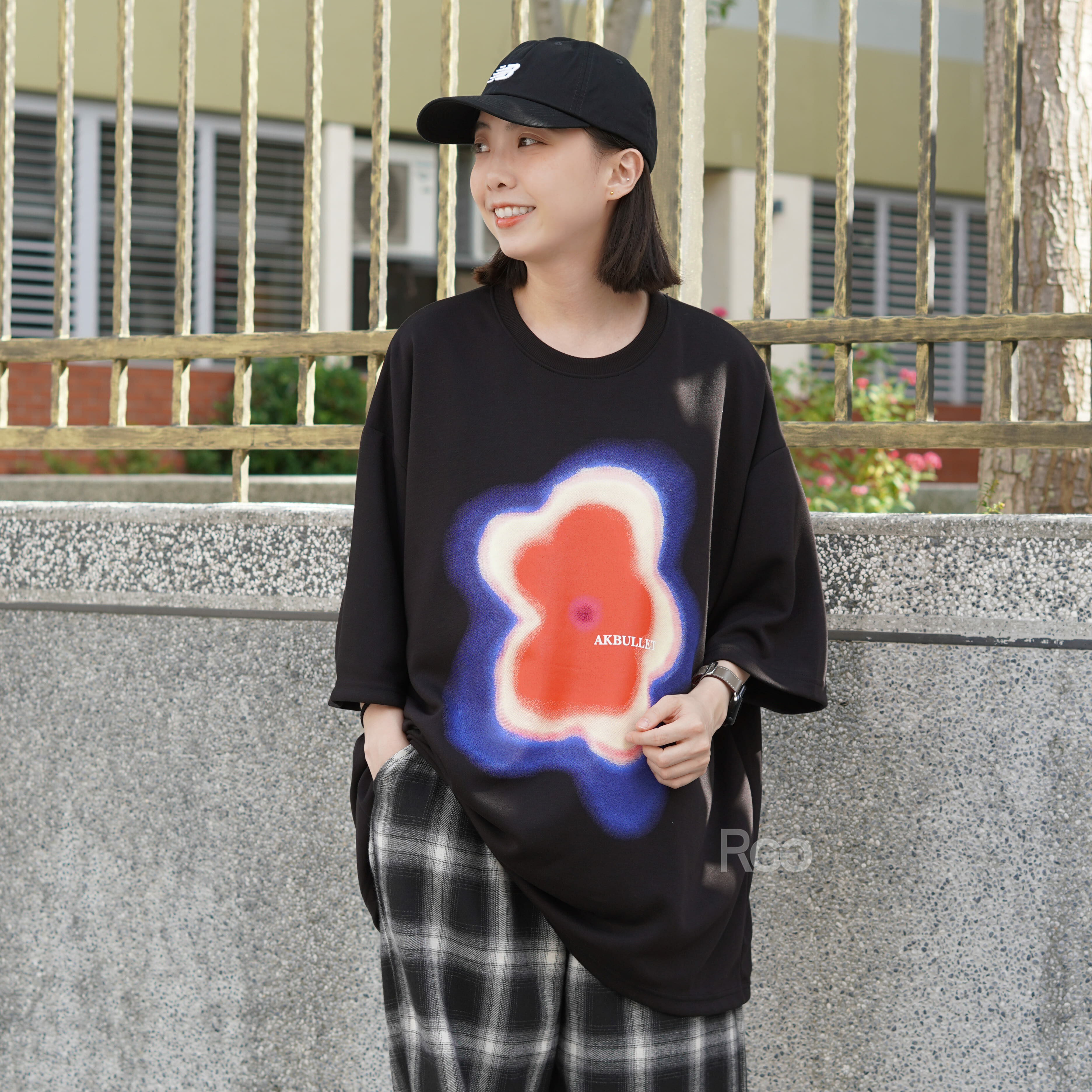 #11214 韓系暈染花圖騰短T