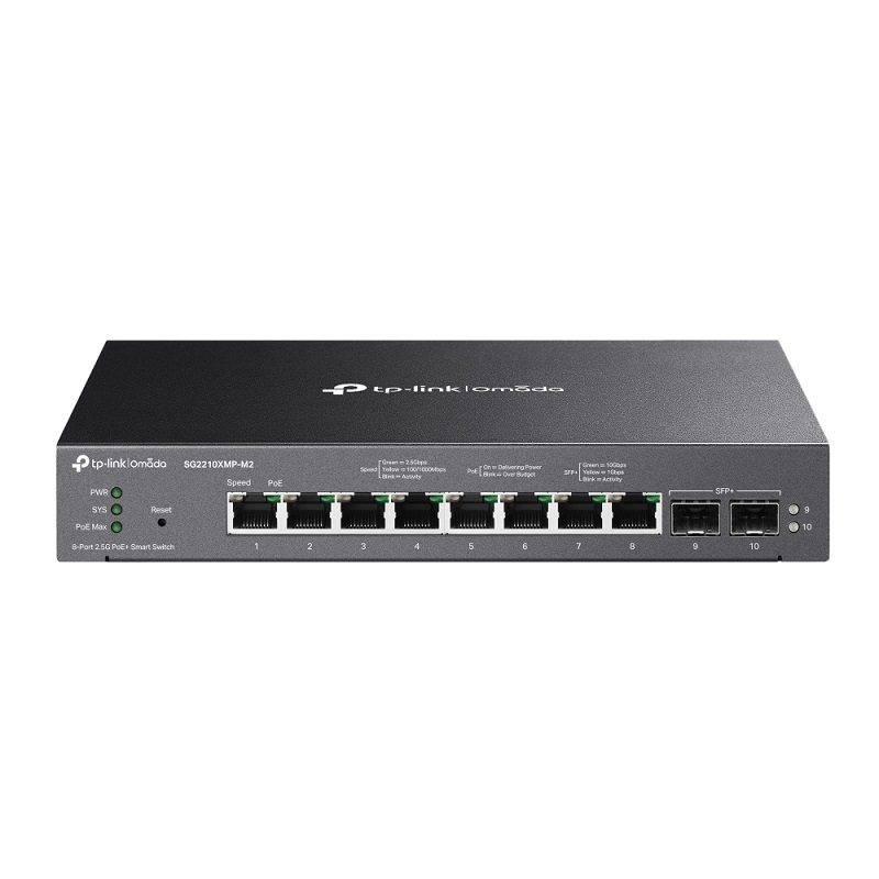 TP-LINK SG2210XMP-M2 Omada 8埠2.5GBASE-T 2埠10GE SFP+ 智慧型交換器