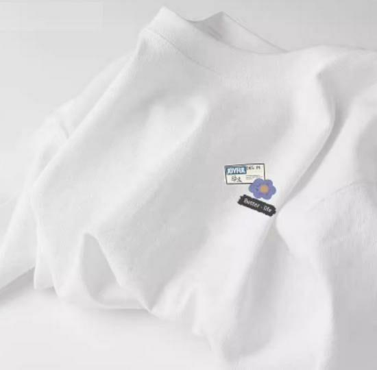 Hot selling pure cotton t-shirt short sleeve [white (with appliqué chest logo)] [S-2XL] (please contact customer service to confirm the delivery size after placing the order)