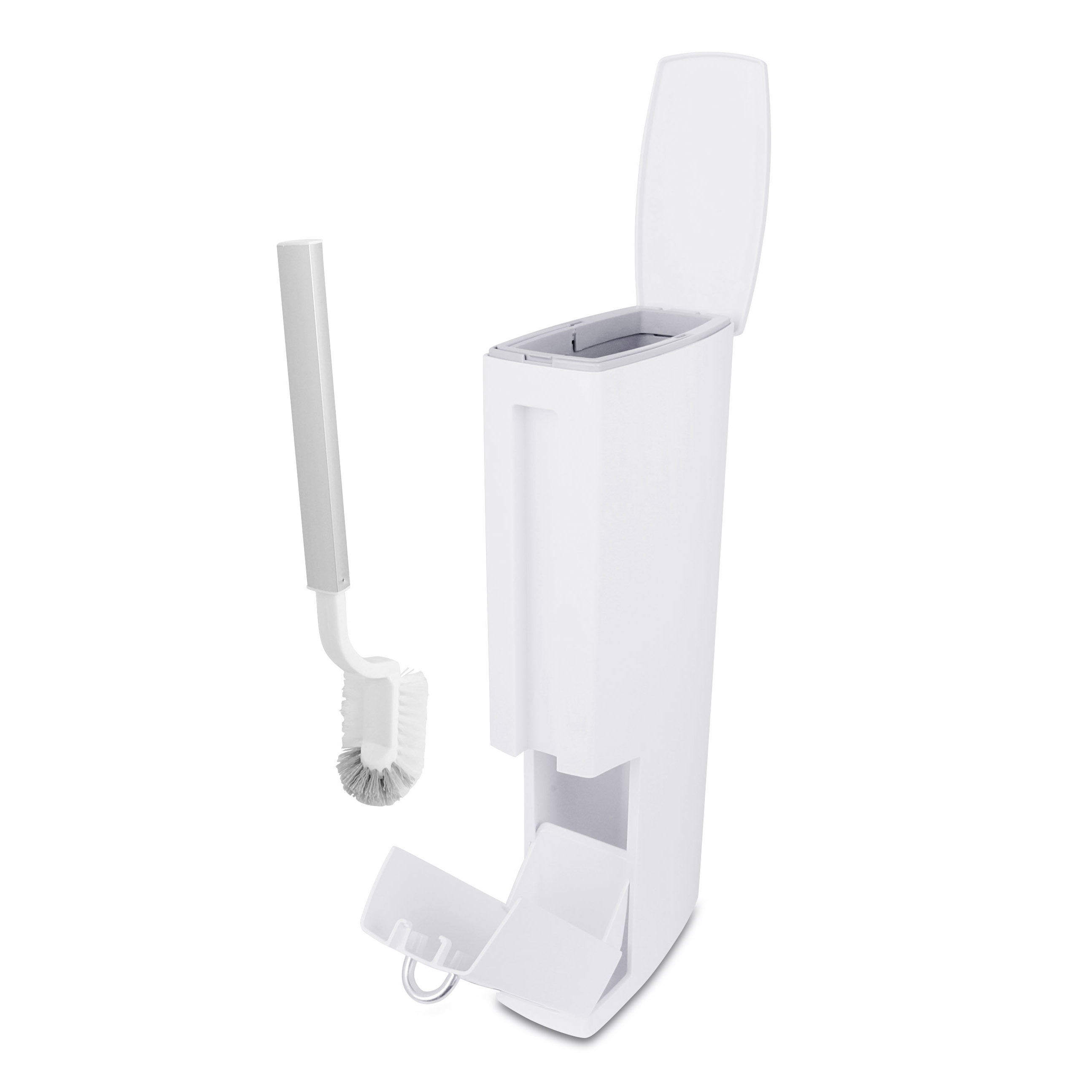 日本AISEN 窄縫垃圾桶連馬桶刷 (白色/黑色) -TA301