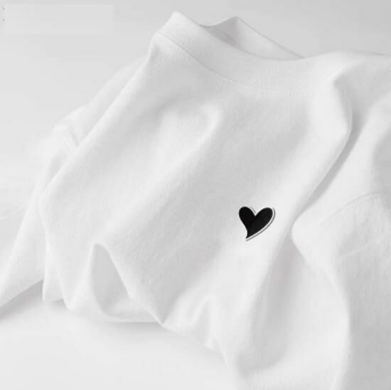 Hot selling pure cotton t-shirt short sleeve [white (mysterious heart logo)] [S-2XL size] (please contact customer service to confirm the delivery size after placing the order)
