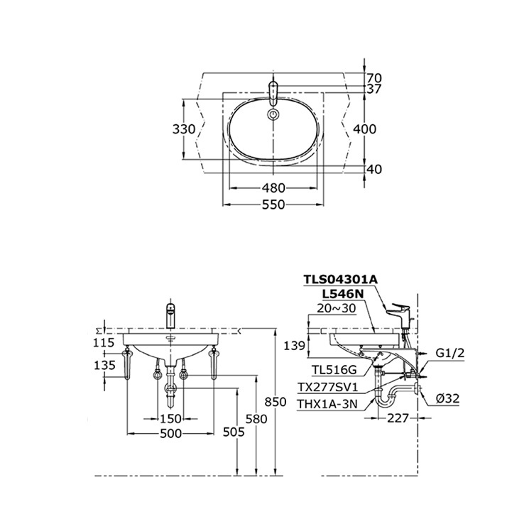 Toto L546 Undercounter Washbasin