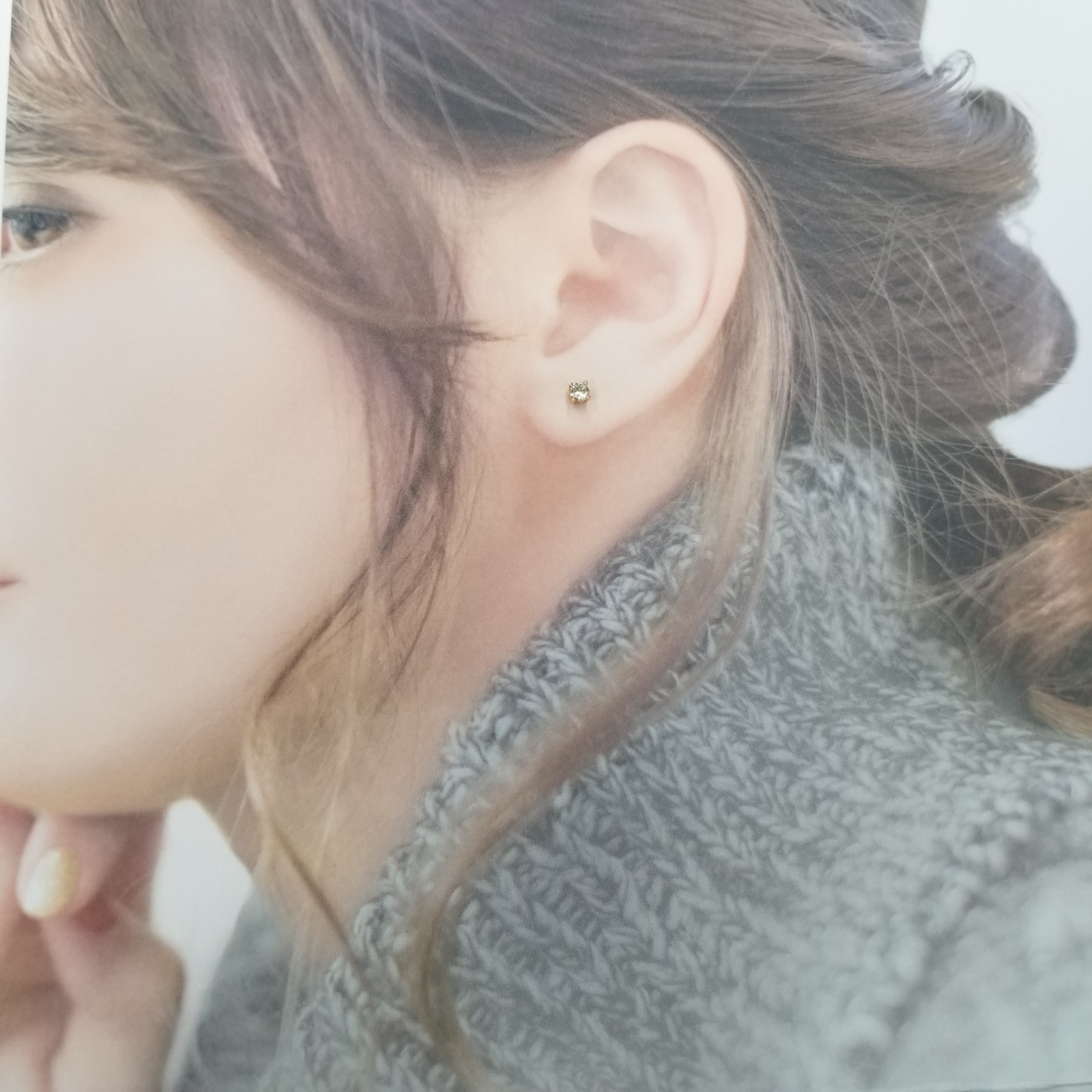 全新18K玫瑰金【主石31份鑽石】4爪耳環