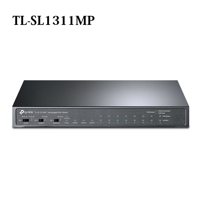 TP-LINK TL-SL1311MP 8埠10/100Mbps 3埠Gigabit 含8埠PoE+ 桌上型交換器