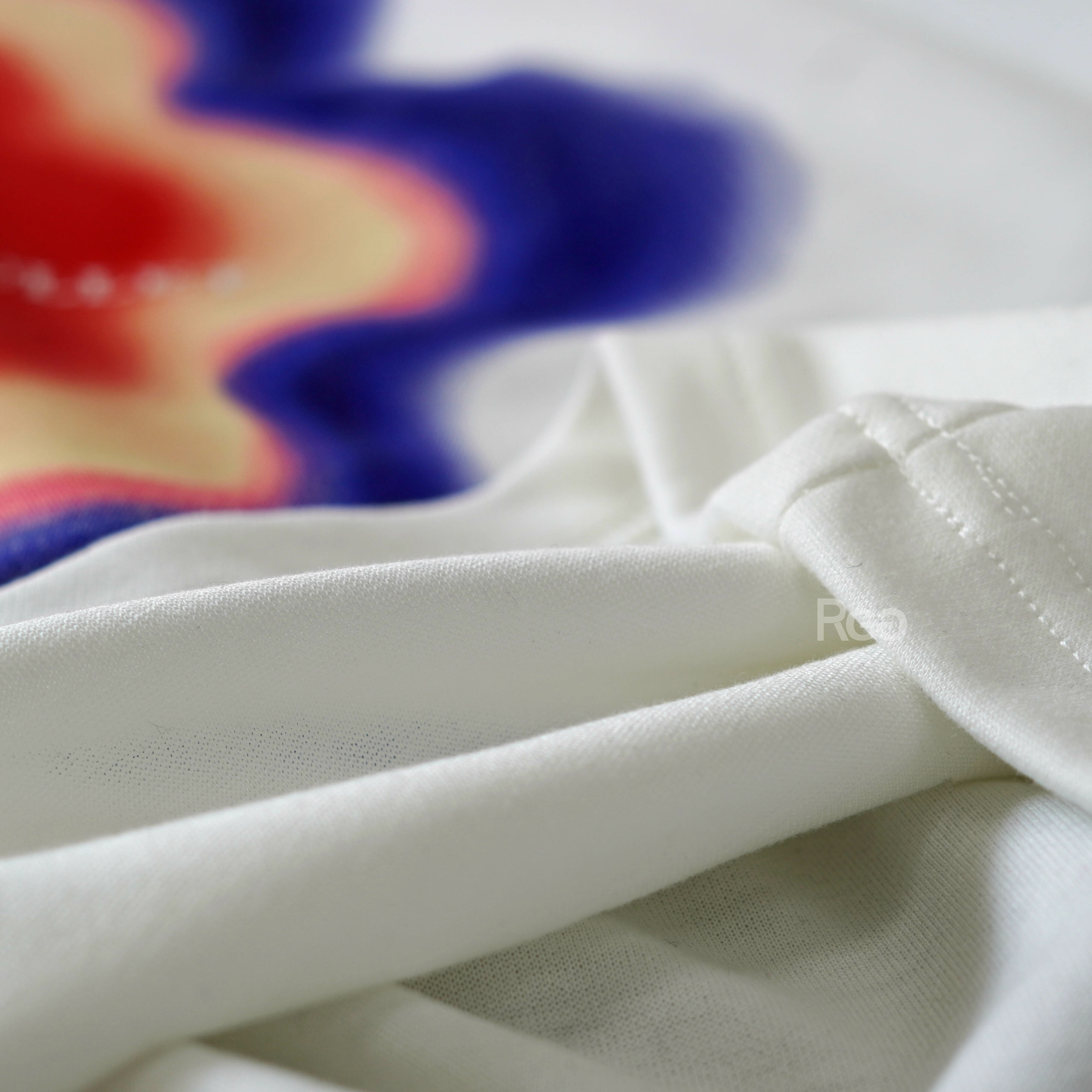 #11214 韓系暈染花圖騰短T材質特寫照