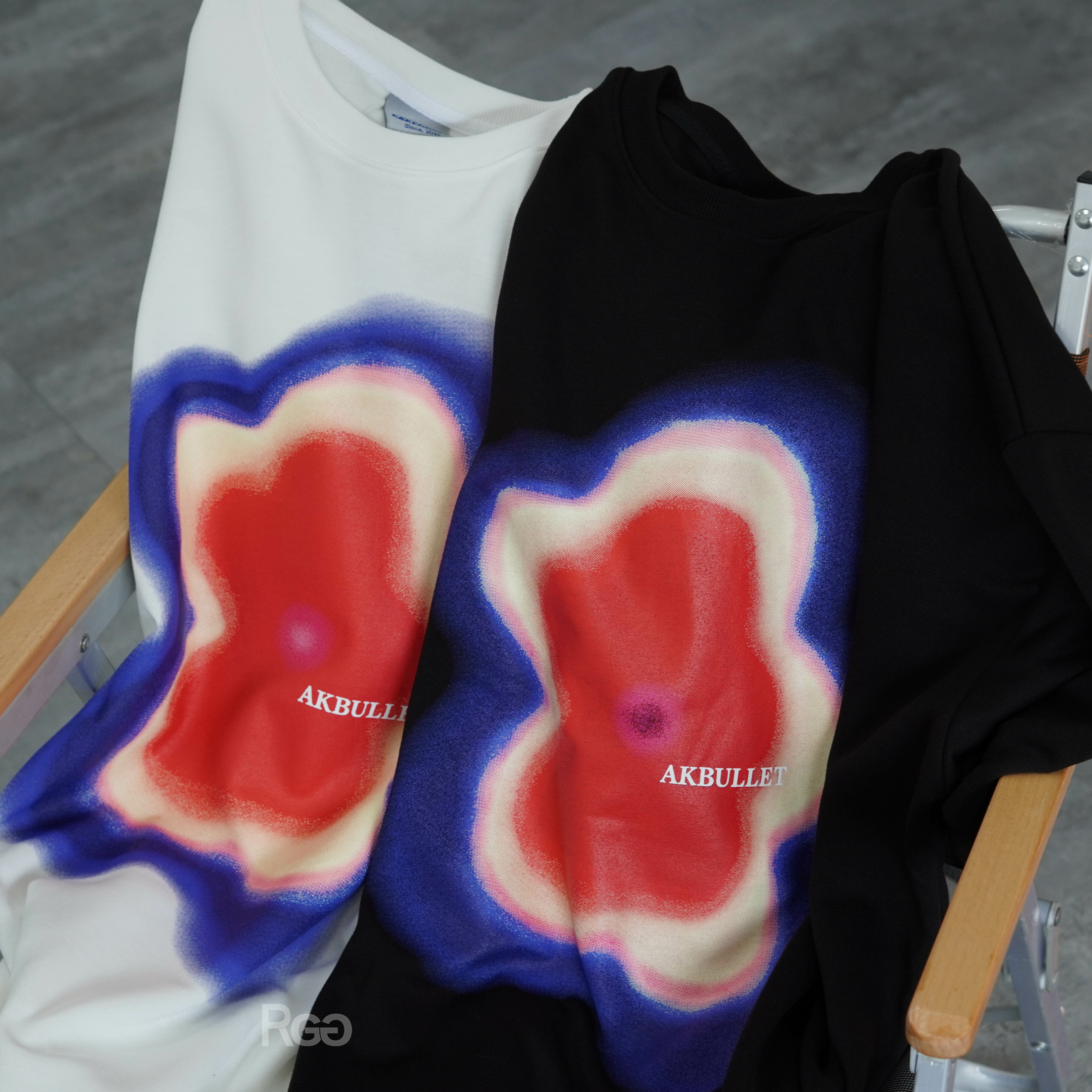 #11214 韓系暈染花圖騰短T特寫照