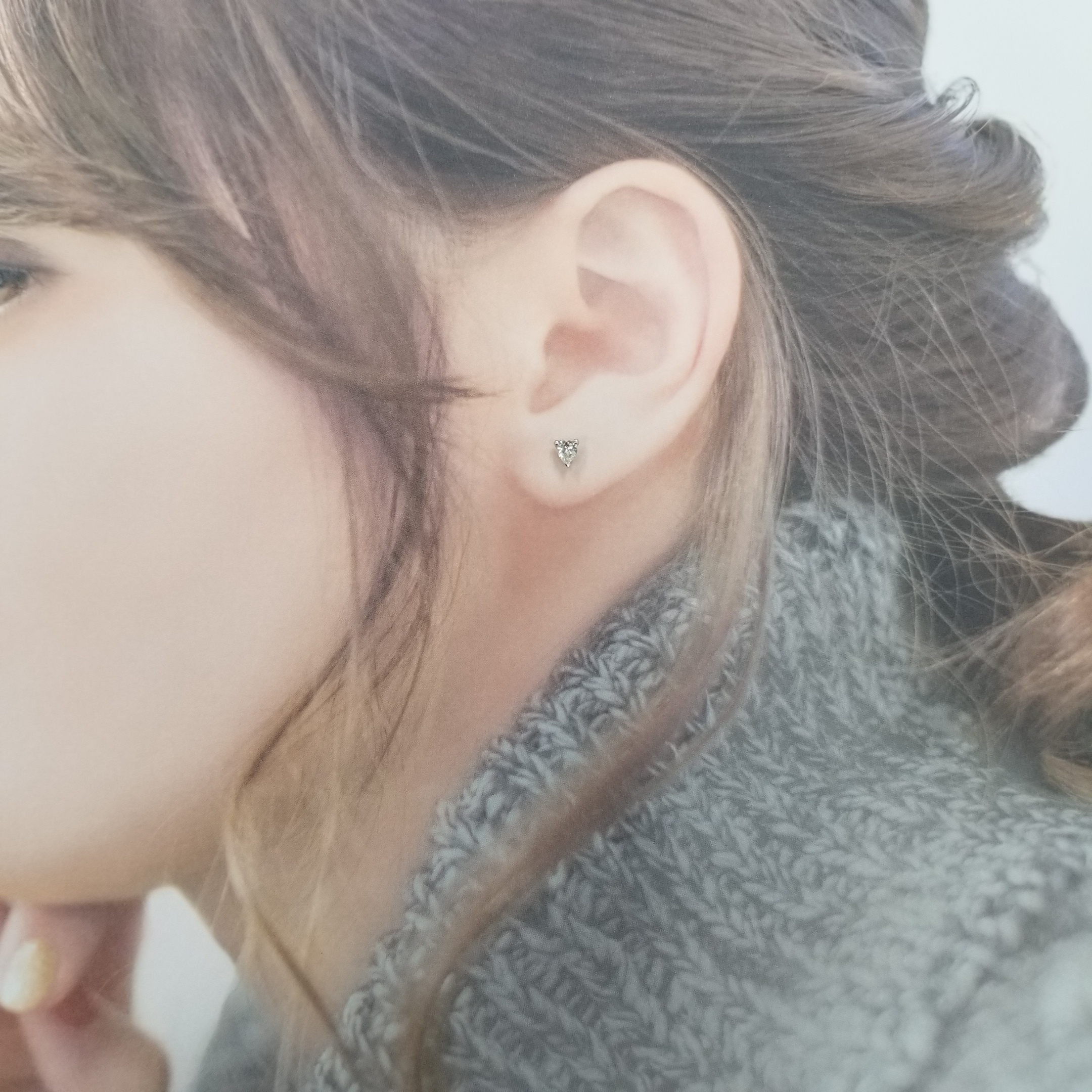 全新18K白金【主石35份心形鑽石】耳環