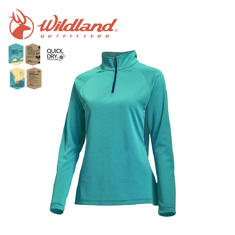 Wildland荒野 彈性拉鍊涼感排汗機能衣 女款 (2色) 抗UV/透氣/涼感/登山 11WW1633