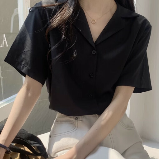 熱推西裝領女襯衫（黑色均碼）