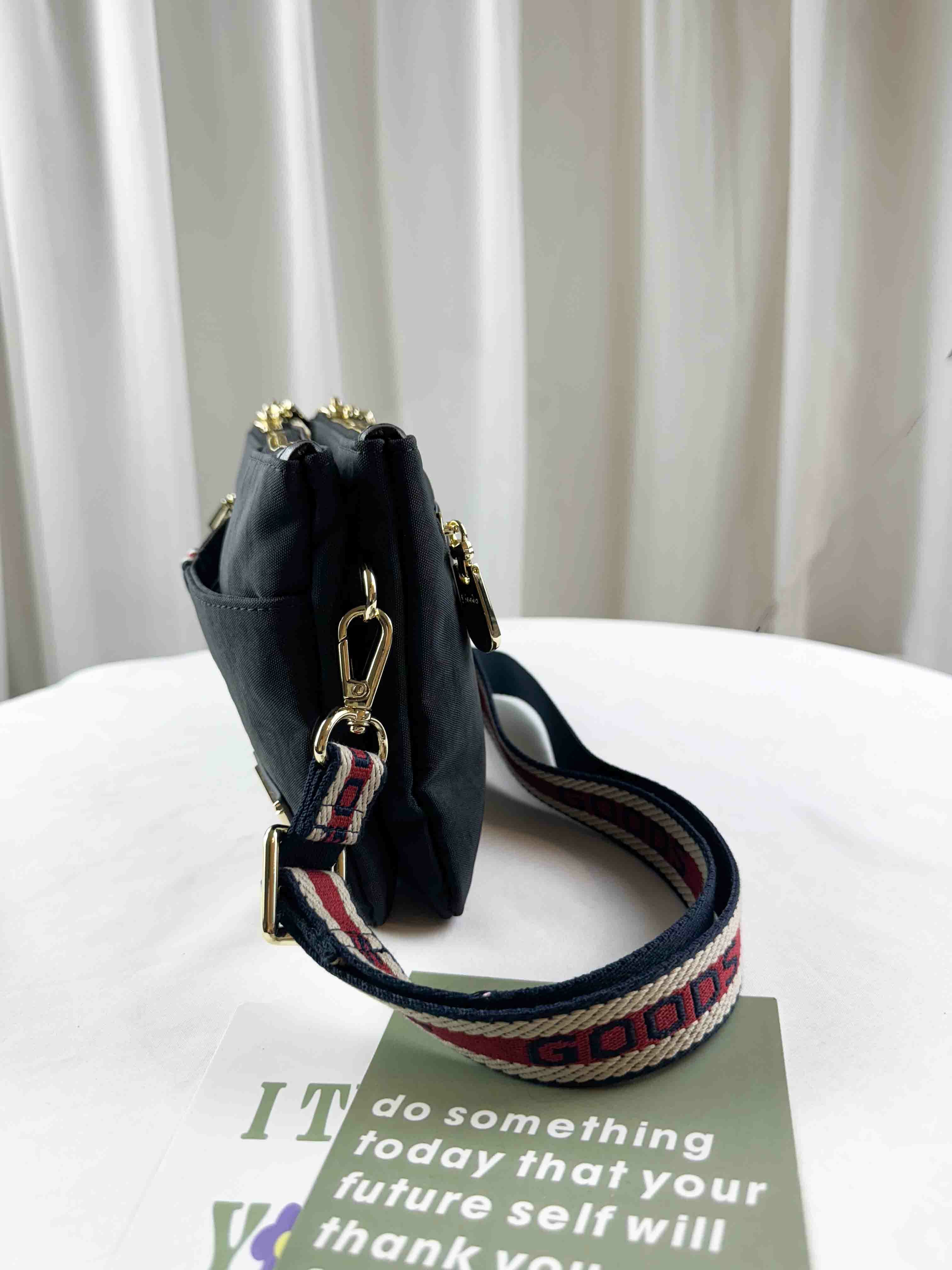 GOODS 織帶黑防潑水側背包  #2835