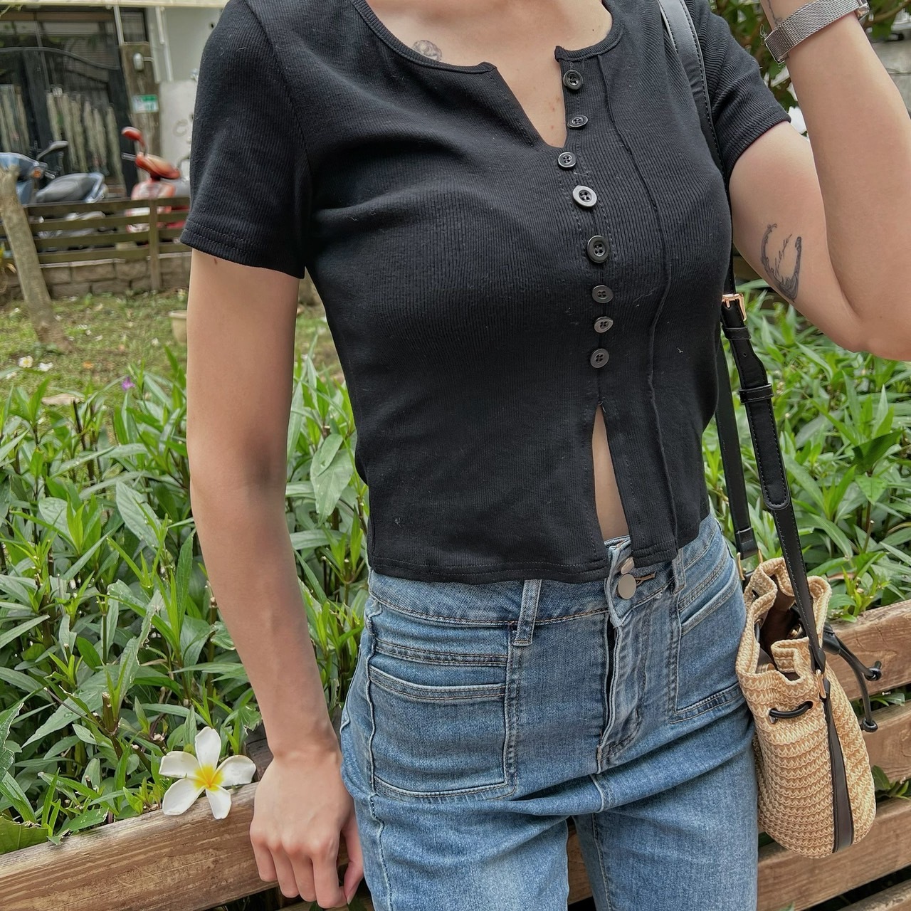 法式浪漫草編水桶包/二色