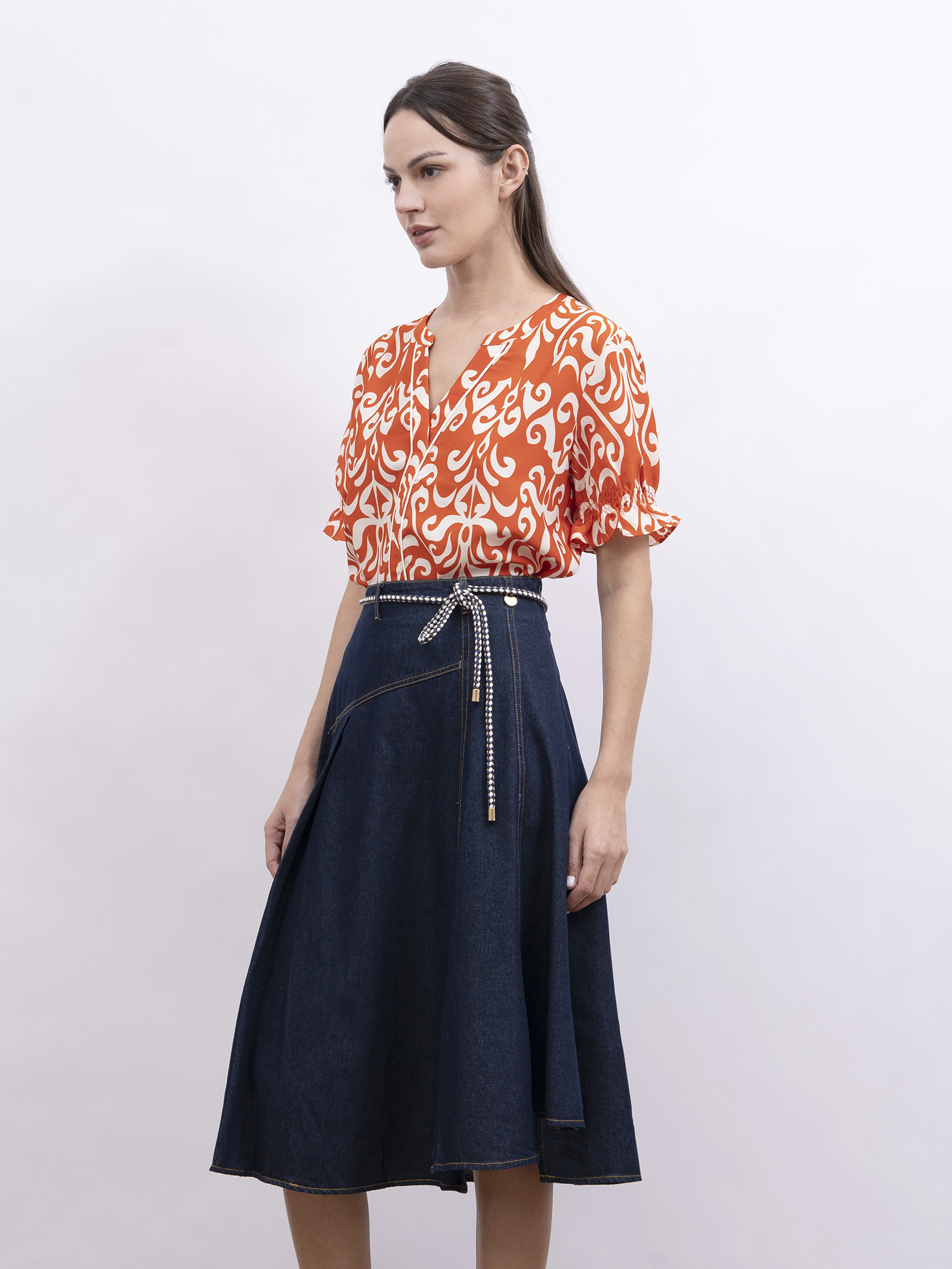 mi-tu 不規則洗水牛仔半身裙