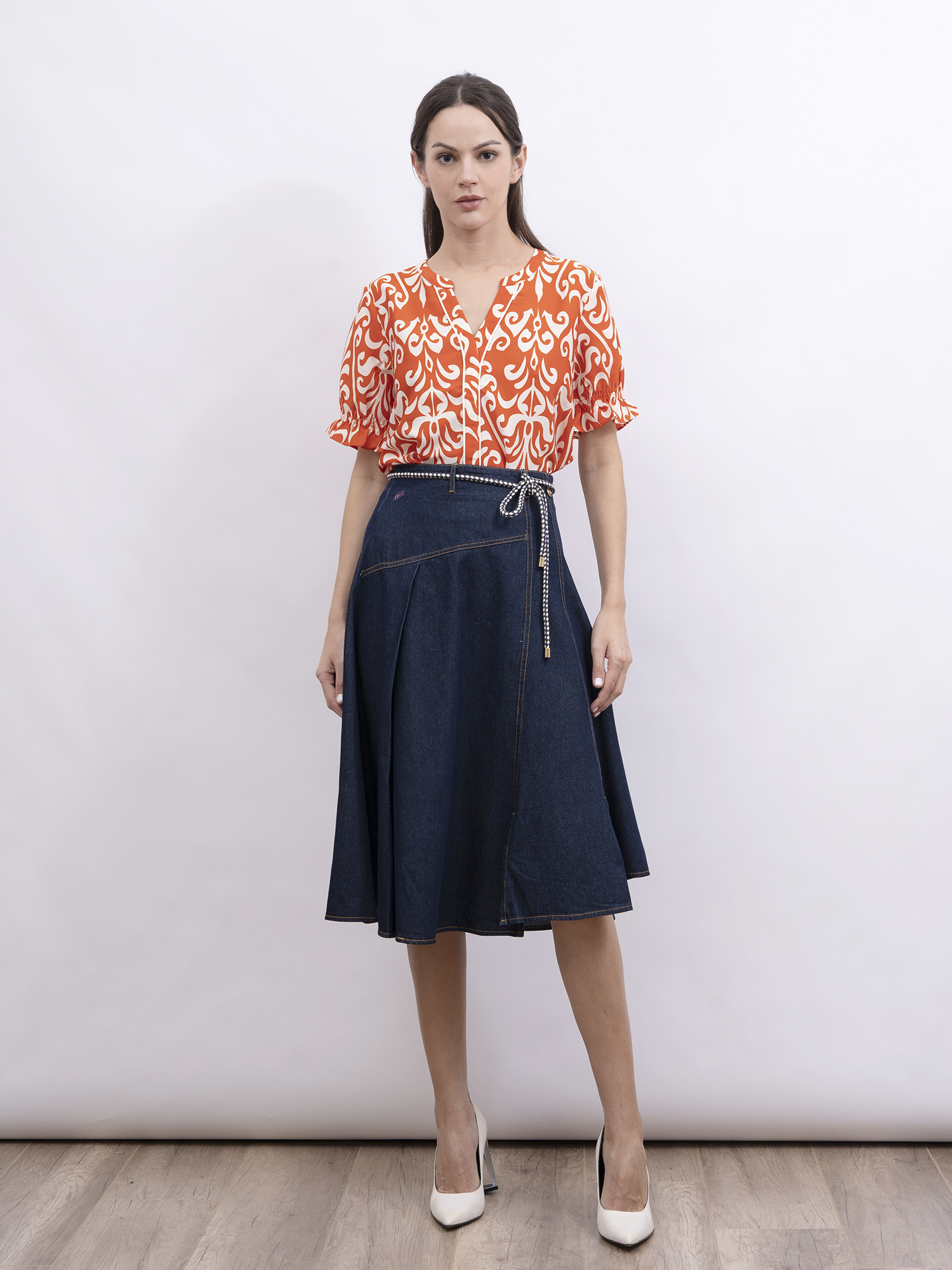 mi-tu 不規則洗水牛仔半身裙