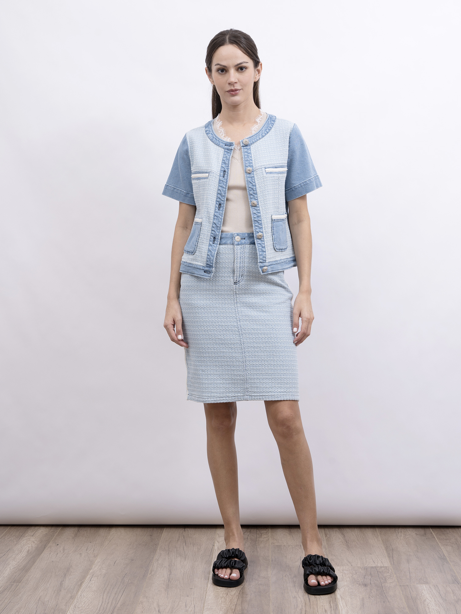 mi-tu 編織洗水牛仔半身裙