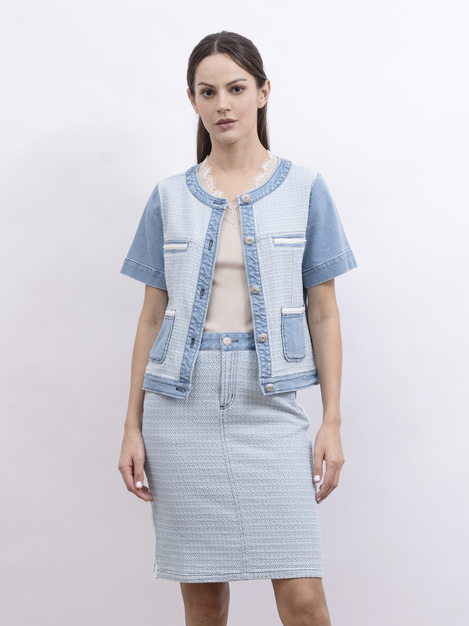 mi-tu 編織洗水牛仔半身裙