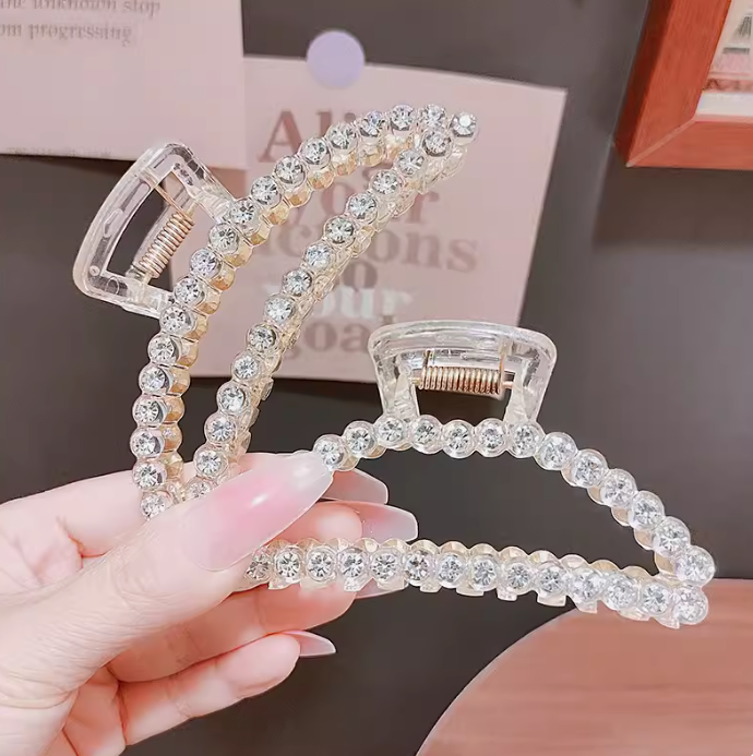 [2 FOR RM10] Simple Stylish Large Rhinestone Hair Claw