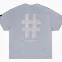 [S] BEENTRILL REFLECTIVE HASHTAG OVERFIT SHORT SLEEVE T-SHIRT,ASH BLUE, BA242TS004-AB (SBT150)