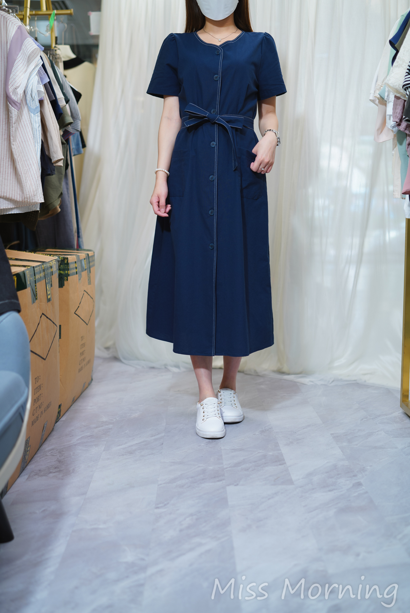 明線修長連身裙(13914)