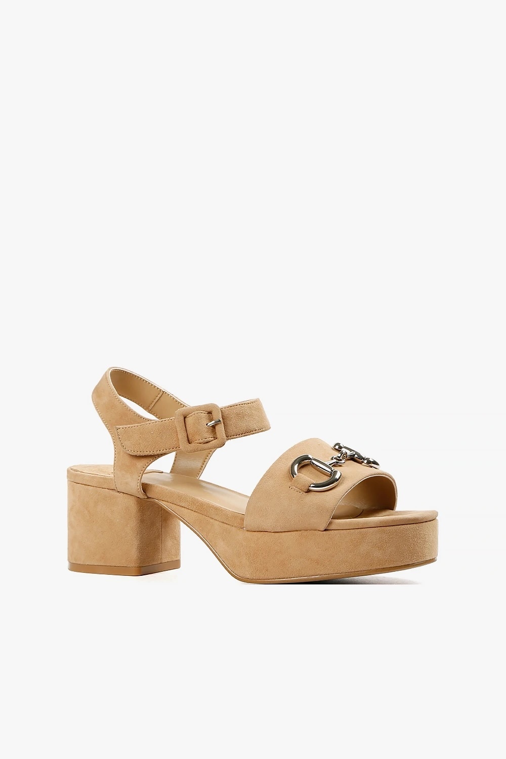 Timeless 麂皮飾釦厚底涼鞋