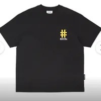 [S] BEENTRILL NEW MINI TAPING HASHTAG COMFORT FIT SHORT SLEEVE T-SHIRT,BLACK, BA232TS006-BK (SBT158)