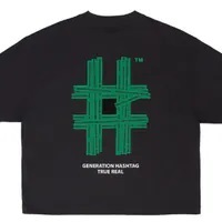 [S] BEENTRILL WOMEN'S GREEN TAPING HASHTAG COMFORT FIT SHORT SLEEVE T-SHIRT,BLACK, BA242TS502-BK (SBT160)