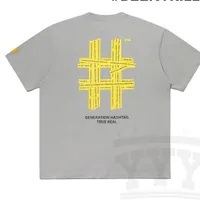 [S] BEENTRILL TAPING HASHTAG OVERFIT SHORT SLEEVE T-SHIRT,GRAY, BA242TS001-GR (SBT162)