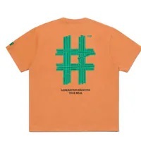 [S] BEENTRILL GREEN TAPING HASHTAG OVERFIT SHORT SLEEVE T-SHIRT,ORANGE, BA242TS002-OR (SBT170)