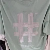 [S] BEENTRILL WOMEN'S NEW REFLECTIVE HASHTAG OVERFIT SHORT SLEEVE T-SHIRT,MINT, BA232TS004-MT (SBT182)