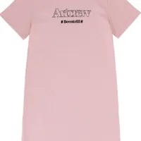 [S] BEENTRILL ARTCREW ROUND NECK T-SHIRT DRESS,LIGHT PINK, BA232OP502-LN (SBT185)
