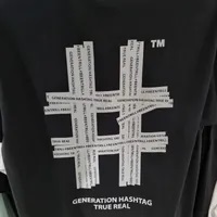 [S] BEENTRILL WOMEN'S NEW REFLECTIVE HASHTAG OVERFIT SHORT SLEEVE T-SHIRT,BLACK, BA232TS004-BK (SBT186)