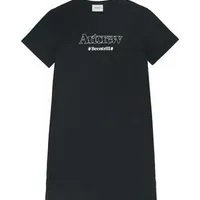 [S] BEENTRILL ARTCREW ROUND NECK T-SHIRT DRESS,BLACK, BA232OP502-BK (SBT187)