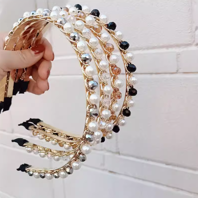 [2 FOR RM10] Vintage Handmade Rhinestone Pearl Headband