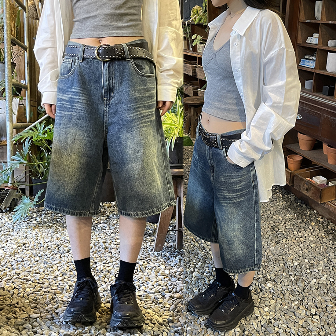 高棉寬管牛仔短褲（in stock)