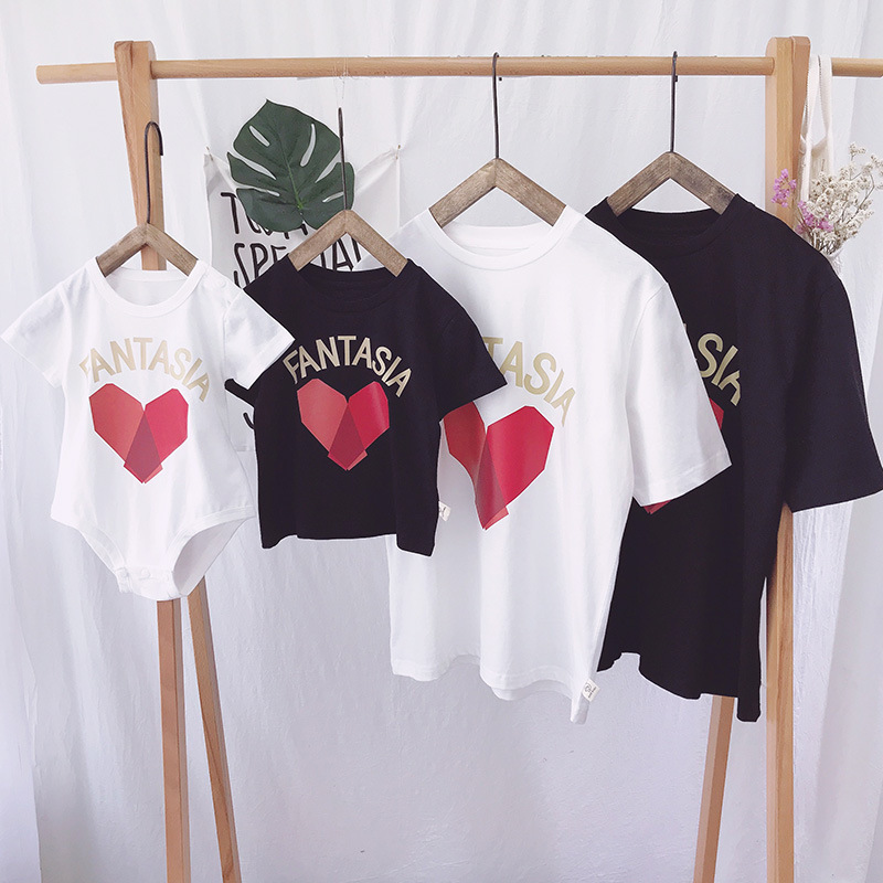 少量現貨 大紅愛心印花親子裝 2色