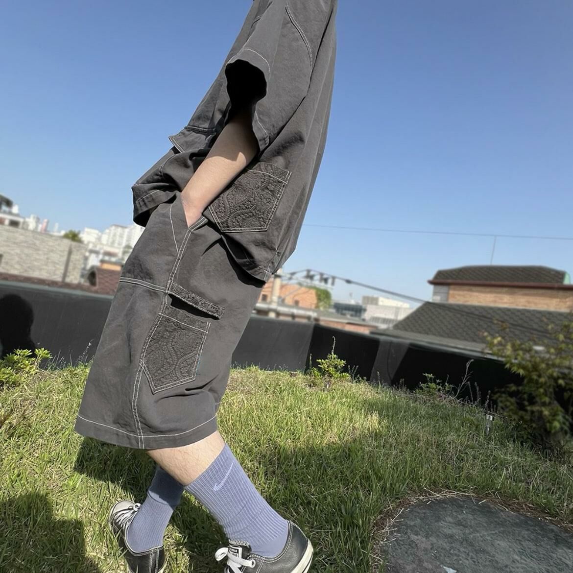 淨色洗水短褲 P2792