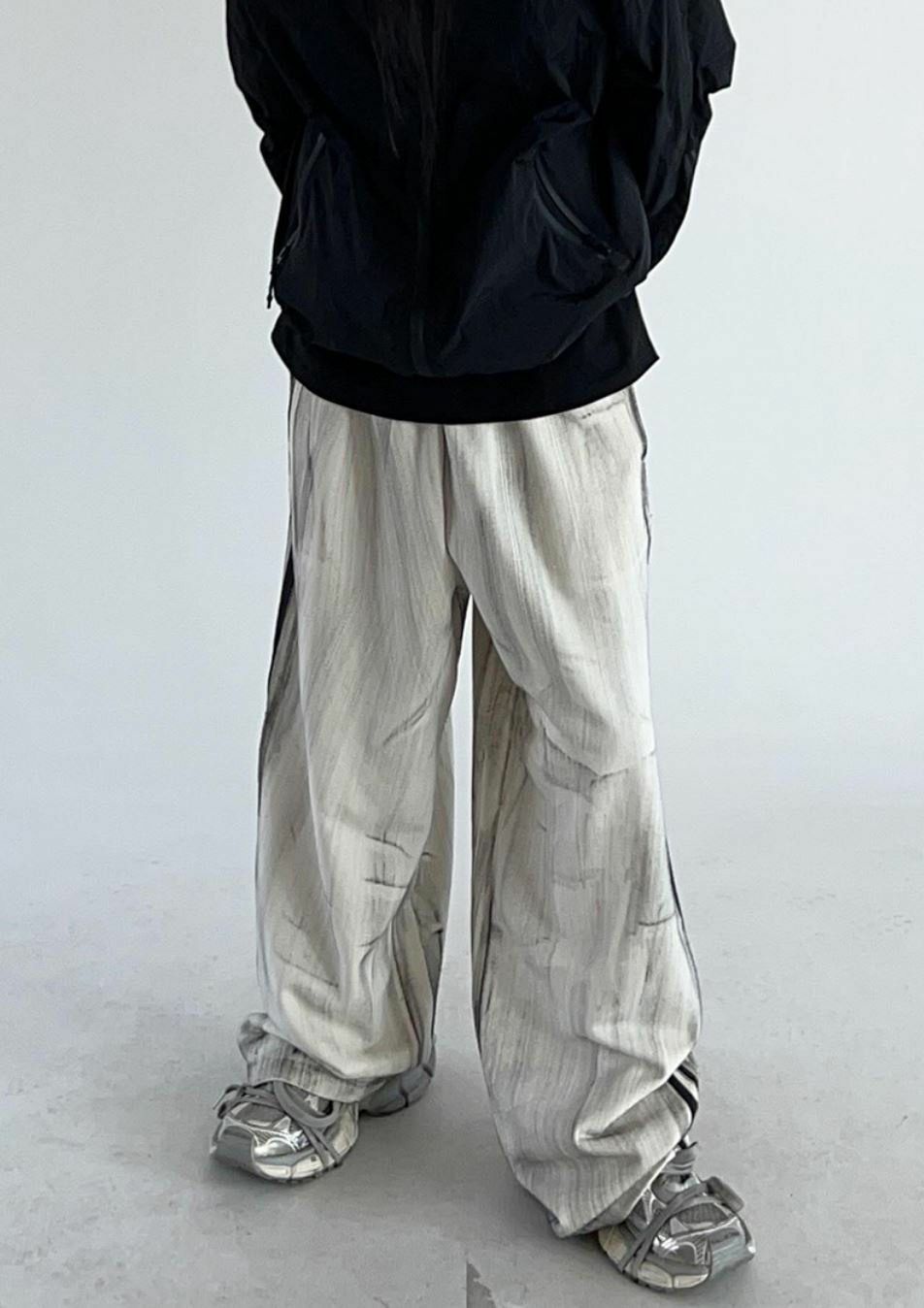 仿污雙間鬆身褲 P2787