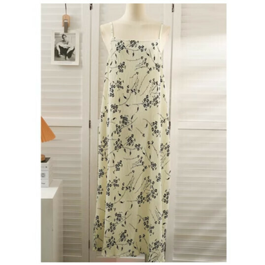 Printed pleated backless lace-up dress (2# apricot florets) (one size)