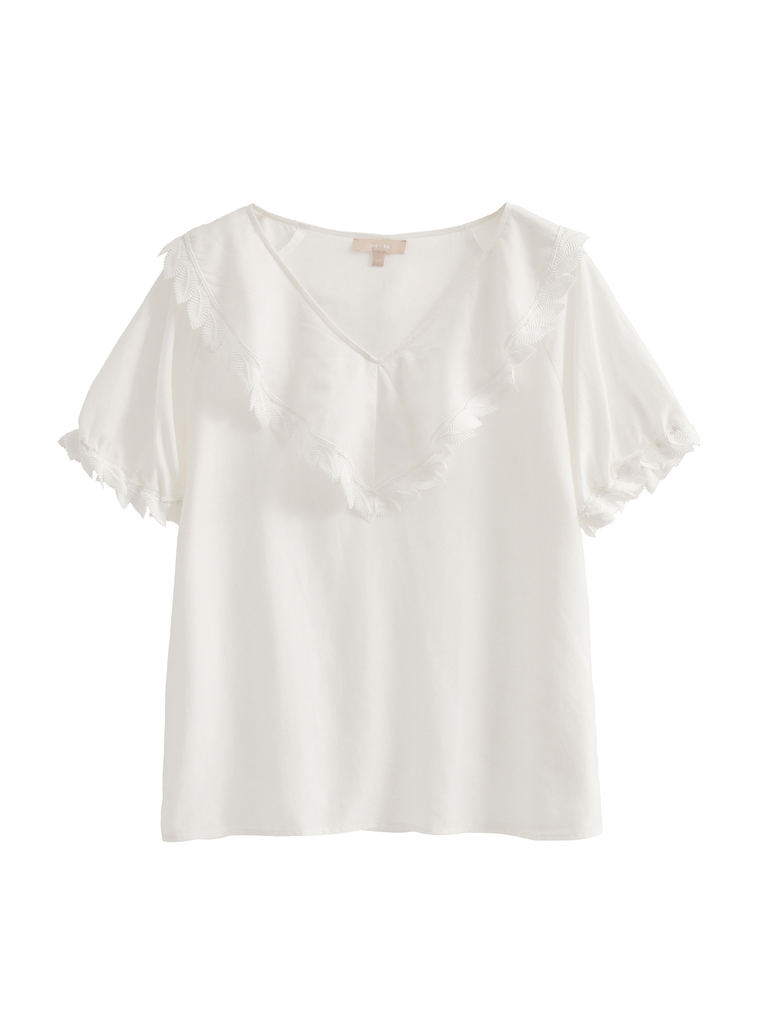 mi-tu 荷葉邊V領上衣