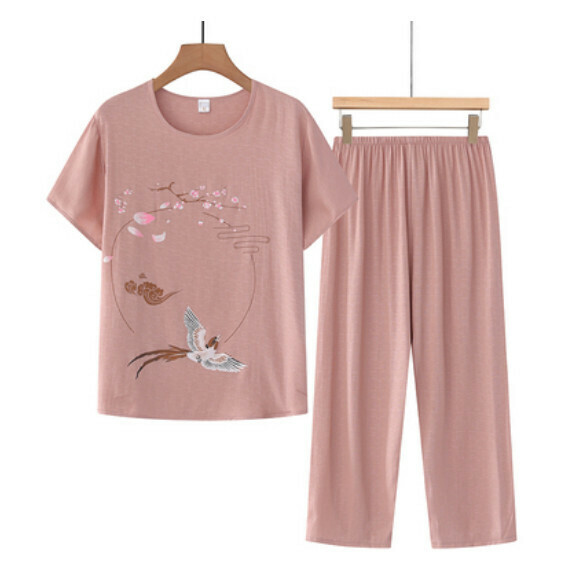 Summer middle-aged and elderly cotton and linen set (camel color) [Size: XL-4XL] [Contact customer service to confirm the shipping size after placing an order]