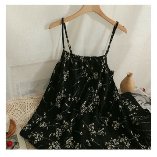 Printed Pleated Backless Lace-up Dress (2#H Black Floret) (One Size)